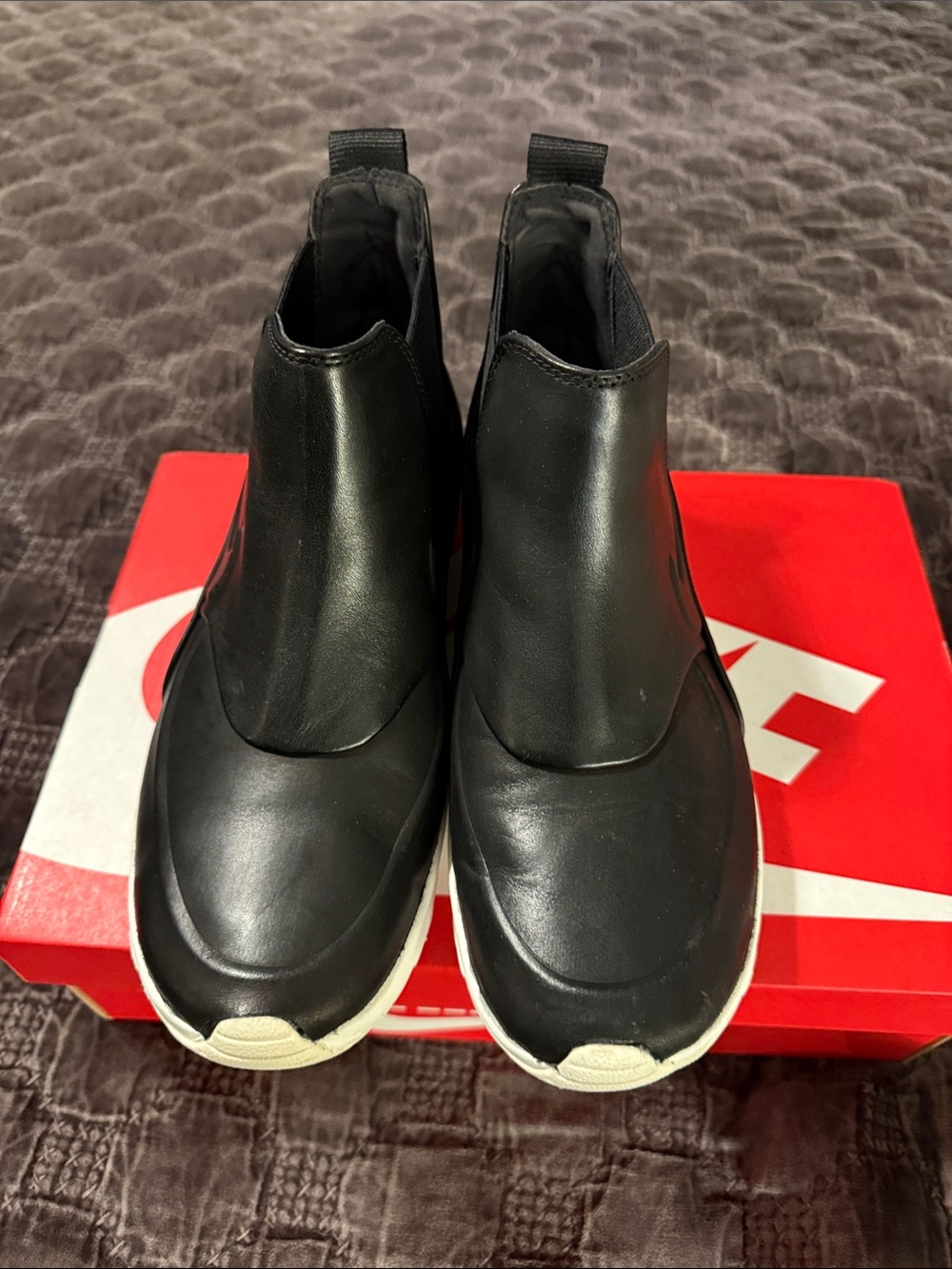 Nike Women's Air Max Thea Mid Black Slip-On Athletic Sneakers with White Accents
